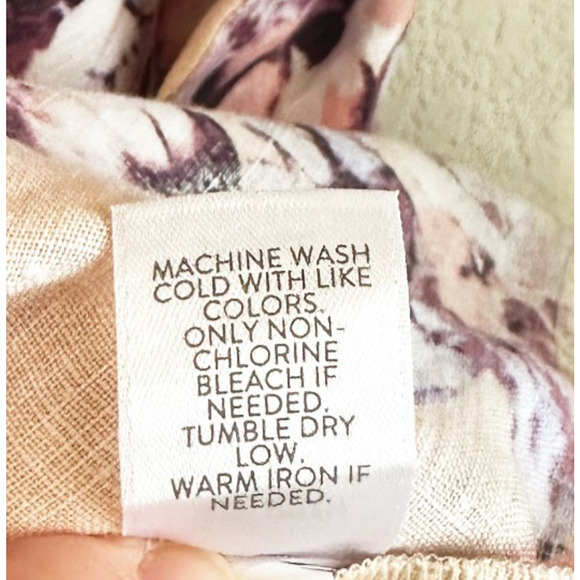 J Jill Womens Floral 100% Linen Dress Large Pockets Coatal Beachy Breathable - Picture 7 of 9